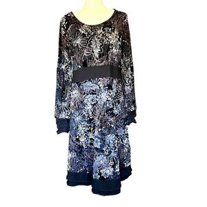 Joe Browns Dress Size 10 UK 14 Velvet Floral Boho Vamp Dark Feminine Whimsigoth